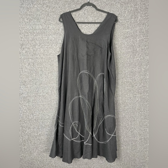 Cynthia Ashby Black Sleeveless Flowy Lightweight Linen Midi Dress Size Large - Picture 4 of 7